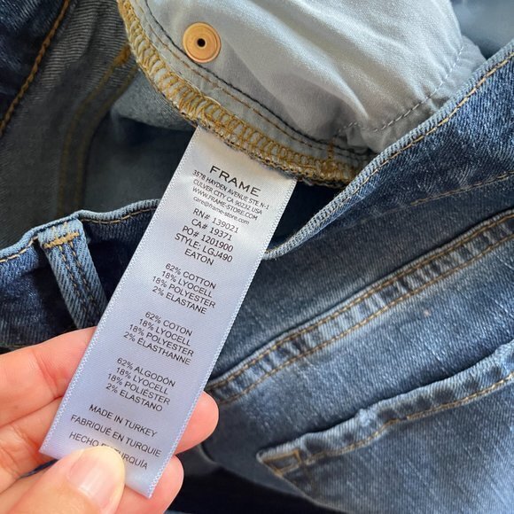 Frame Le Garcon Straight Leg Jeans In Eaton Blue Womens Size 24 Distressed Ankle - Picture 7 of 7